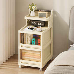 Living Room Storage <b>Cabinet</b> Foldable 3 Tier Mobile Drawer Rack With Dustproof Design For Kitchen Bedroom Use - Product Image 2