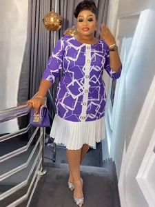 2024 African Print Lace <strong>Dress</strong> Turkey Design Plus Size Contrast Pleated <strong>Dress</strong> Women's Fashion Office <strong>Type</strong> Skirt - Product Image 3