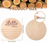 Panneau de naissance rond en bois 3D rose « Hello World » avec support, plaque gravée avec le nom du bébé pour cadeau de naissance et décoration de chambre d'enfant