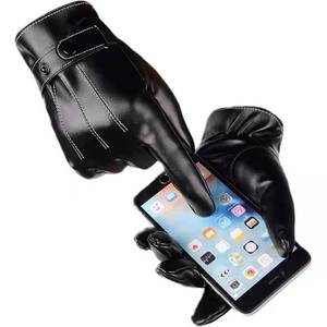 Guantes de cuero para hombre, forrados de lana, con aislamiento térmico, para motocicleta, bicicleta, uso en invierno al aire libre - Product Image 5