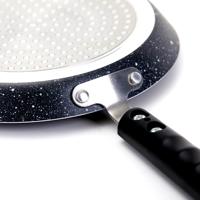 Poêle à pizza rose antiadhésive en aluminium avec poignée en bakélite douce au toucher, compatible induction, résistante au four, poêle à frire moderne pour cuisinière à gaz