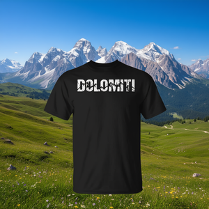 T-shirt Montagne Dolomites Italie Noir Homme Col Rond Manches Courtes Décontracté Promotionnel - Product Image 3