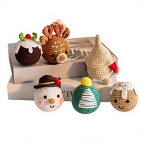 Ornements de Noël faits main en crochet, best-sellers transfrontaliers, ensemble de pendentifs pour sapin de Noël (bonhomme de neige, renne), personnalisable