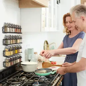 Rak Bumbu Dapur 4 Tingkat, Rak Bumbu Dapur Logam Terpasang Di Dinding untuk Dapur