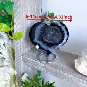 1pc Nature Quality Black Agate Geode Heart Cluster ,polished Black Agate Quartz,Boho Style for for Home Decoration and Gift - Product Image 6