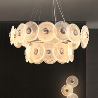 Lámpara Colgante Lineal de Cristal Moderna de Lujo, Base para Bombilla E12, Altura Ajustable, LED Regulable, Blanco Cálido, Garantía de 3 Años, para el Hogar