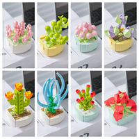 Blocs de construction succulents 3D, 32 types de plantes en pot à assembler soi-même, jouet créatif en plastique fait main, cadeau pour enfants