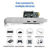 Carte d'extension PCIe double USB 3.1 Type-C PCI Express X1 2 ports 5 Gbit/s en métal pour ordinateur de bureau