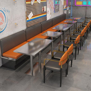 Xzy thép không gỉ phương Tây bánh pizza căng tin nhà hàng thẻ sofa hình chữ nhật/Tròn/vuông Bàn và ghế giá cả phải chăng Bộ đồ nội thất - Product Image 6