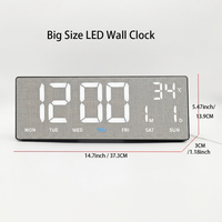 Reloj Despertador Digital LED Eléctrico Silencioso de Gran Tamaño, Control Remoto, Calendario, Temperatura, Temporizador, Cuenta Regresiva/Ascendente, para Gimnasio, Hogar, Oficina