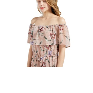VESTIDOS CASUALES AL POR MAYOR PARA MUJER, VESTIDO <span class=keywords><strong>MAXI</strong></span> DE PRIMAVERA VERANO, VESTIDOS DE GAZA CON ESTAMPADO FLORAL - Product Image 4