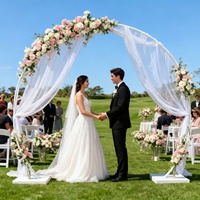 Wintina Arche de mariage ronde en aluminium de haute qualité, support de toile de fond réglable pour tuyau et drapé pour la décoration de mariage