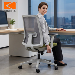 KINSHA Luxury Modern Mid-Back Ergonomic Executive Office <b>Chair</b> with 4D Adjustable Armrest Massage Function Fabric Upholstery - Product Image 1
