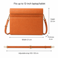 Sac bandoulière pour ordinateur portable 12 pouces en cuir véritable personnalisé, étui fin pour ordinateur portable, pour les voyages d'affaires, OEM ODM