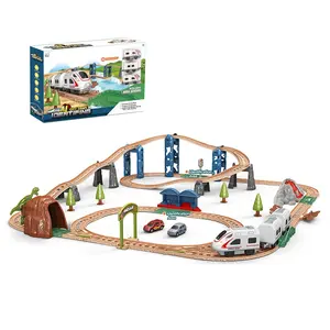 Newest electric DIY assembled intelligent recognition track railway train toys set urban track rail train toys with light music