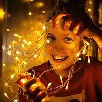 Guirlandes lumineuses de Noël étanches de qualité commerciale, 8 modes, blanc chaud, PVC, cuivre, pour décorations de fête en extérieur