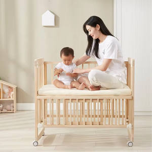 Lit bébé en bois massif réglable à double étage pour nouveau-né, convertible, blanc, moderne, écologique, chambre à coucher, salon - Product Image 5