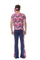 Costume de couple hippie des années 70 pour Halloween, tenue rétro disco pour homme et femme, pantalon pattes d'éléphant à motifs paisley avec bandeau