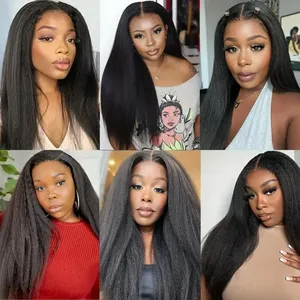 Letsfly 200%Density Kinky Straight Wig 13x4 Lace Frontal Wigs 100% Human Hair Raw Indian Hair Wigs For Women
