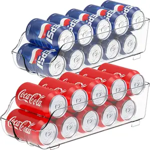 Simples utensílios domésticos Soda Can Organizador para despensa Geladeira Conjunto de 2 transparente