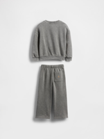 Vêtements pour enfants en gros, ensemble vintage en deux pièces avec pull à col rond et short à poches, effet délavé à l'acide