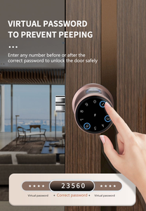 Vente en gros de serrure intelligente biométrique à empreinte digitale de haute sécurité bouton à <span class=keywords><strong>loquet</strong></span> unique compatible WiFi pour nuage de porte en acier, verre et aluminium - Product Image 6