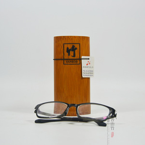 Bamboo Eyeglass Case Carbonized Color Flat Ellipse Shape JY-03 Storage Tube For Eyeglasses - Product Image 2