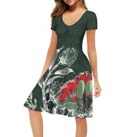 Robe de soirée ample et élégante à col en V, motif floral hawaïen, imprimé fleurs de Pohutukawa, grande taille, pour femme, robe décontractée d'été