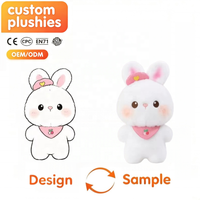Peluche Lapin Mignon avec Chapeau Cœur Rose et Bavoir Imprimé Cerises, Jouet en Peluche Doux de Dessin Animé, Vente en Gros, Peluche Personnalisée