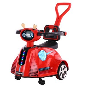 Voiture rouge en plastique pour enfants de 2 à 4 ans, jouet électrique à pousser avec lumières et sons pour garçons et filles - Product Image 1