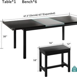 Manufacturer's modern minimalist dining <b>table</b> and stool combination, extendable, suitable <b>for</b> <b>small</b> apartments and home use, - Product Image 5