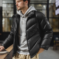 Doudoune pour homme Maden, doudoune décontractée en duvet de canard, col montant mat, courte, matelassée, coutures thermosoudées, manteau d'hiver chaud