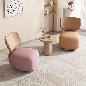 Solid Wood Nordic Style Single <b>Sofa</b> Chair Fabric Soft Backrest Living Room Leisure Chair - Product Image 2