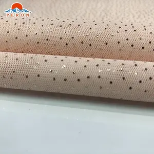 Tessuto a rete in tessuto 100% poliestere a pois dorato di vendita caldo