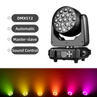 Projecteur LED mobile 19x15W RGBW Beam Wash avec zoom et contrôle circulaire DMX512 pour DJ, discothèque, mariage, boîte de nuit, éclairage KTV