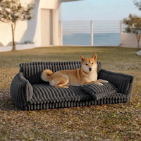 Lit Canapé Orthopédique pour Chien, Luxueux et Tendance, à Rayures, en Fausse Laine d'Agneau, Double Couche, Matériau Peluche Doux, Forme Rectangle – Vente en Gros Usine