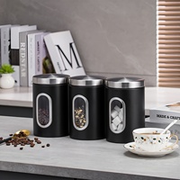 Ensemble de boîtes à thé, café et sucre en acier inoxydable, directement de l'usine, avec fenêtre transparente, couleur personnalisée, plusieurs tailles