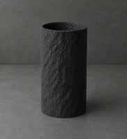 Revestimiento de Pared Interior y Exterior de Porcelana Flexible con Textura Lunar Negra Moderna