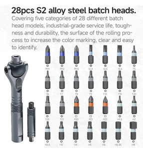 Jeu de tournevis à cliquet DUKA Atuman RS2 OEM Chrome 40 pièces, embouts magnétiques <span class=keywords><strong>S2</strong></span> multifonctionnels, tête à cliquet 180° Chrome Vanadium - Product Image 2