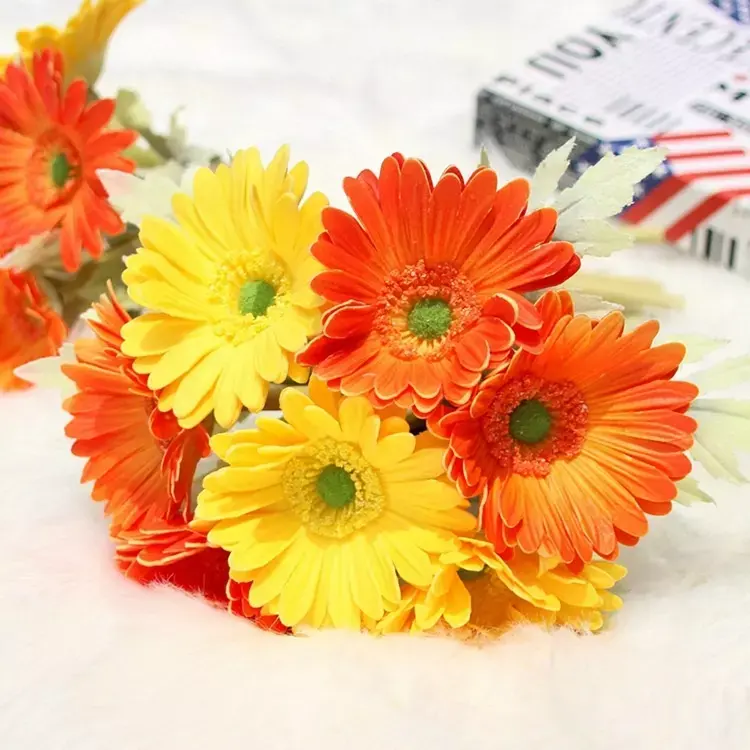 Flores artificiais em massa, alta qualidade, decorações de casamento, escadas, decorativas, pu, gerbera, margarida para decoração de casa