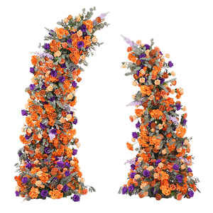 Corne de mariage porte arc <span class=keywords><strong>cadre</strong></span> décor Orange violet série fleur rangée Arrangement événement fête fenêtre affichage accessoires A8613 - Product Image 1