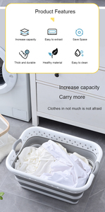 Space Saving Pop up <strong>Small</strong> Folding Storage Container Plastic Collapsible Laundry <strong>Basket</strong> Foldable Laundry <strong>Basket</strong> with <strong>Handle</strong> - Product Image 4