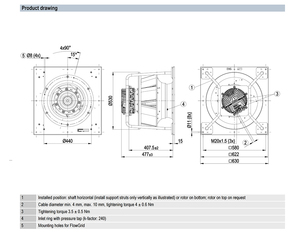 Ventilador Centrífugo EC ebm-papst K3G450-PA23-71 de 450 mm de Alta Presión Estática para Sistemas de Manejo de Aire HVAC - Product Image 4