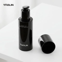 En stock – Flacon de lotion noir en PETG à paroi épaisse 30-120 ml – Distributeur haut de gamme pour soins de la peau avec tête de pompe UV/imprimée pour toner PET