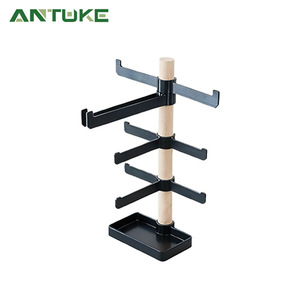 Soporte para Casco Antuke, Madera Sólida, Ajustable, Organizador Vertical de Accesorios para Bicicleta, Negro, Naranja, Gris - Product Image 1