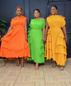 Vestido de Fiesta Plisado de Verano, Estilo Dubai, Color Sólido, Holgado, Elegante, <span class=keywords><strong>Talla</strong></span> Grande para Mujeres con Curvas - Product Image 6