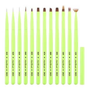 High-quality <b>Round</b> Head Nail <b>Brush</b> Beauty Fruit Green <b>Brush</b> Nail Art <b>Brush</b> Custom Looo Acrylic Handle Nail Supplier - Product Image 1