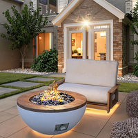 Ensemble de mobilier d'extérieur Foyer en béton Bol en béton Pot de cheminée Renforcé de fibre de verre Béton certifié Table à feu au propane