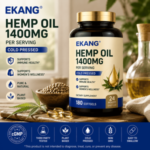 Private Label Cold Pressed Hemp Oil Softgels 1400mg Quick-Release Dietary Herbal <b>Supplement</b> Plant Based Easy to Swallow Capsules - Product Image 1