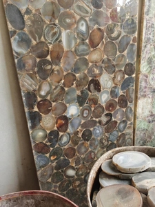 BOTON STONE Pierre semi-précieuse translucide rétro-éclairée Grande dalle Dalle brune Pierre d'agate - Product Image 3